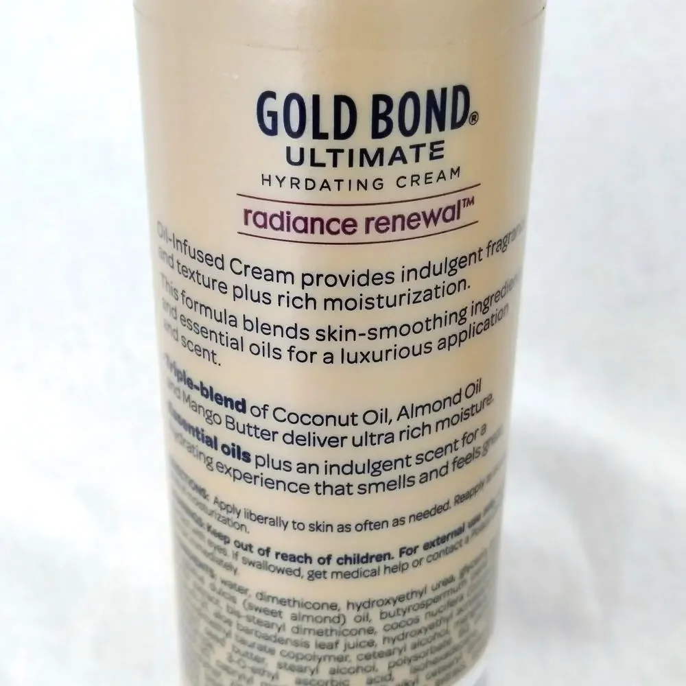 Gold Bond Radiance Hydrating Cream Coconut Argan Oil Infused Mango Butter 10 oz